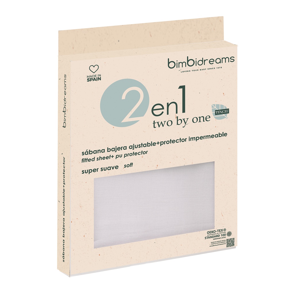 Sabana bajera  cuna ajustable impermeable 2 en 1 - tencel  Basics