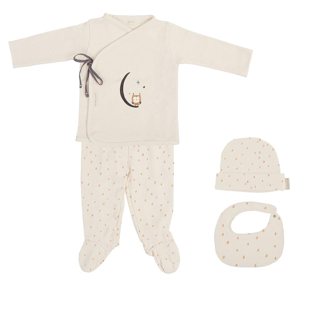 Set Nacimiento - 4p (jubon, Polaina, Gorrito y Babero 19x19) Wonderland