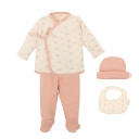 Set Nacimiento - 4p (jubon, Polaina, Gorrito y Babero 19x19) Dalia