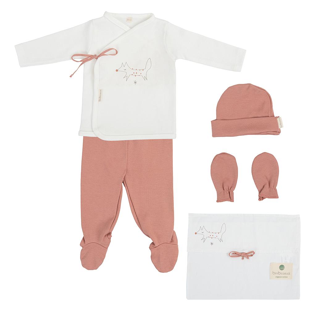 Set Nacimiento - 4p (jubon, Polaina, Gorrito y Bolsa de Muda) Fox