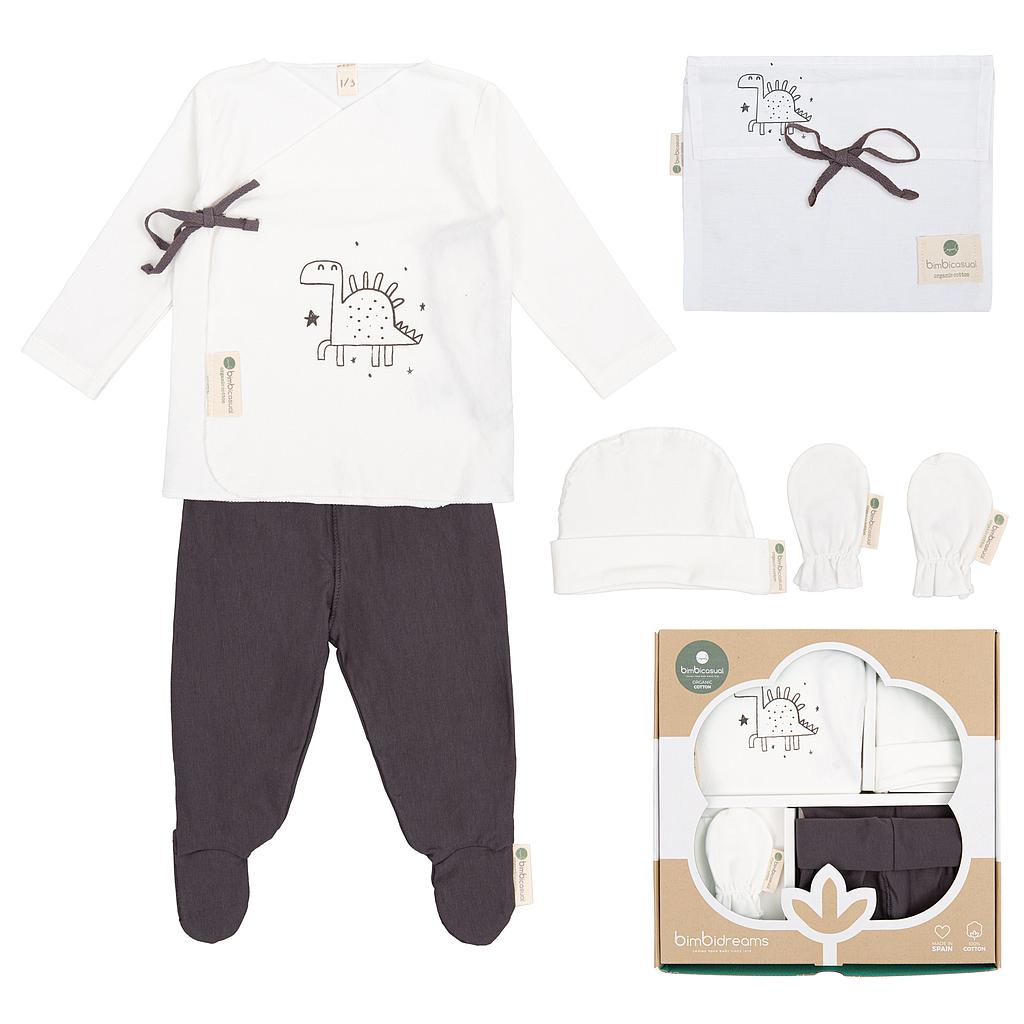 Set Nacimiento - 4p (jubon, Polaina, Gorrito y Bolsa de Muda) Jurasic