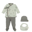 Set Nacimiento - 4p (jubon, Polaina, Gorrito y Bolsa de Muda) Jurasic