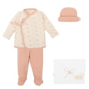 Set Nacimiento - 4p (jubon, Polaina, Gorrito y Bolsa de Muda) Dalia
